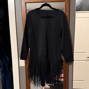 Elegant Black Fringe Tunic